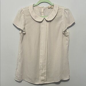 LOFT Cream and Black Polka Dot Blouse
